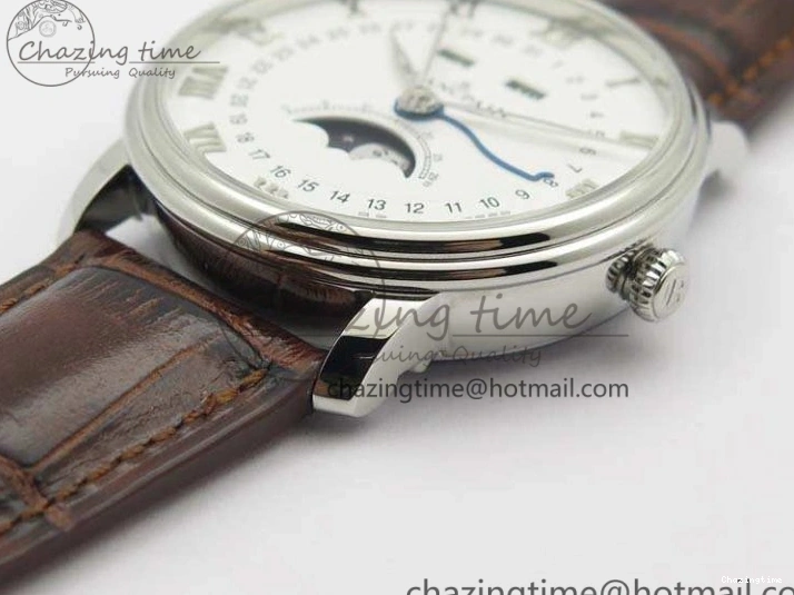 0519 FreshLook Villeret 6654 SS Complicated Function OMF 1:1 Best Edition White Dial On Brown Leather Strap A 8119
